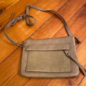 Taupe leather crossbody bag